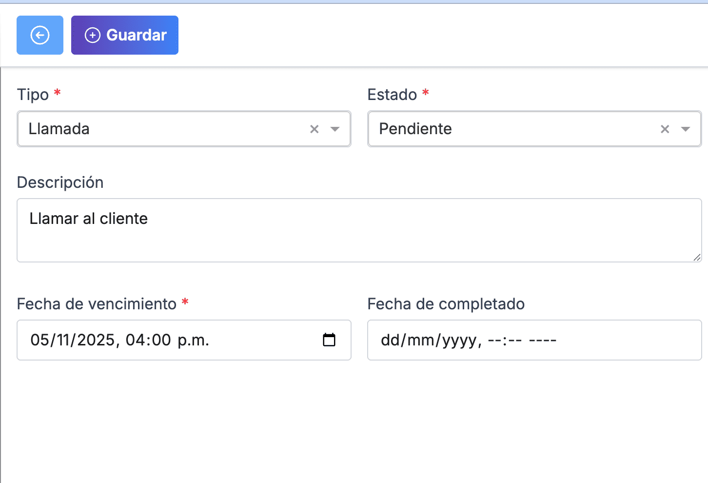 Tareas con fecha, hora y recordatorio