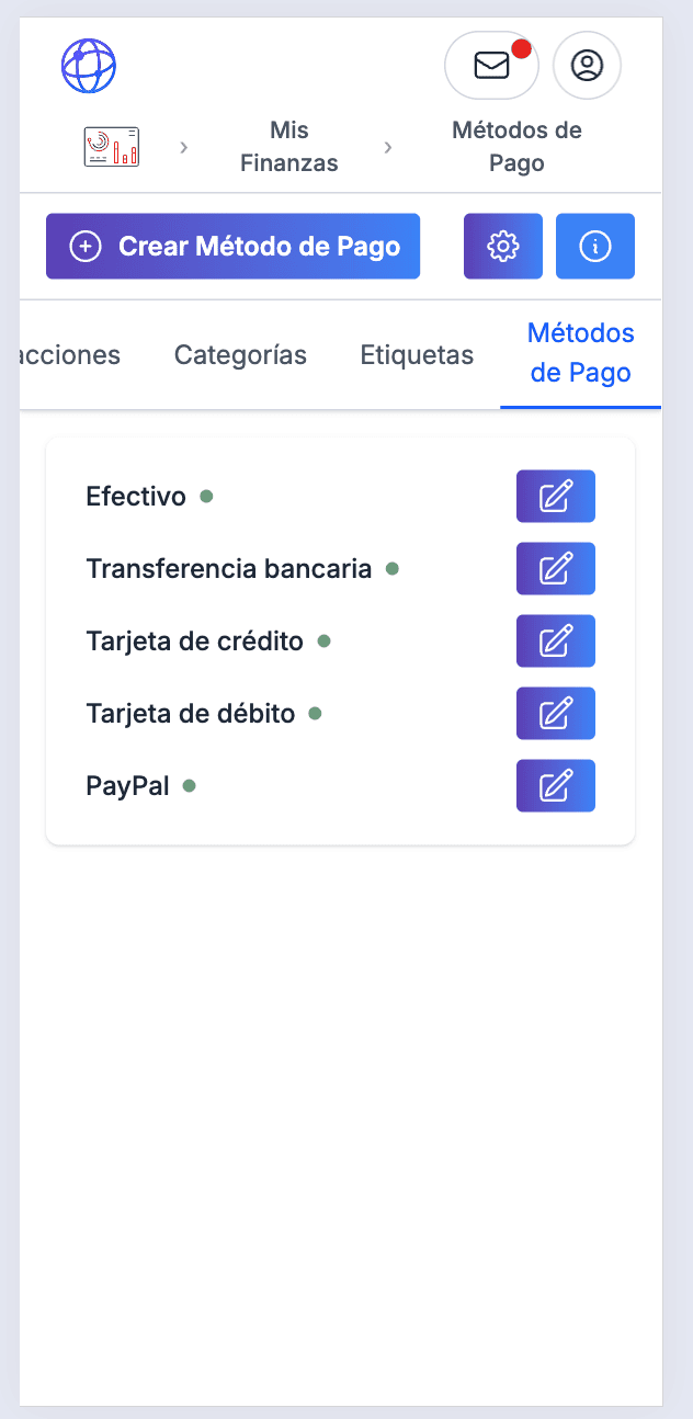 Gestión de métodos de pago: efectivo, transferencia, tarjeta y más