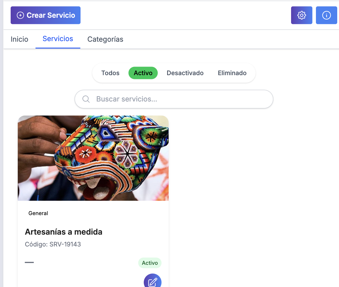 Listado de servicios publicados en tu Nimpage